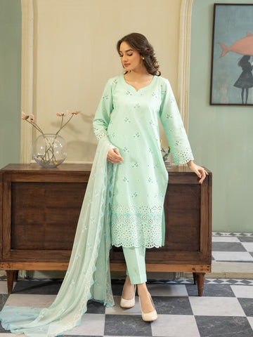 Aquamarine Embroidered Lawn 3pc Suit