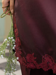 Silk Farshi Shalwar 3pc Suit-Maroon
