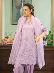 Chikankari Farshi Shalwar 3pc Suit-Lilac