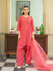 Chikankari Farshi Shalwar 3pc Suit-Pink