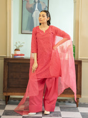 Chikankari Farshi Shalwar 3pc Suit-Pink