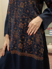 Hand Embroidered Pashmina Wool Coord Set- Navy Blue
