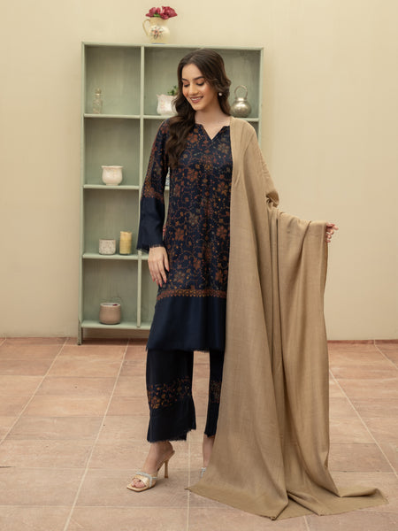 Plain Pashmina Wool Shawl- Beige