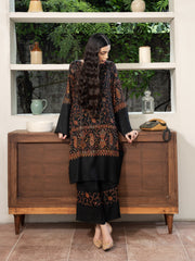 Hand Embroidered Pashmina Wool Coord Set- Black