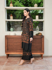 Hand Embroidered Pashmina Wool Coord Set- Black