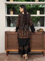 Hand Embroidered Pashmina Wool Coord Set- Black
