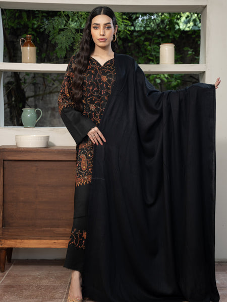 Plain Pashmina Wool Shawl- Black