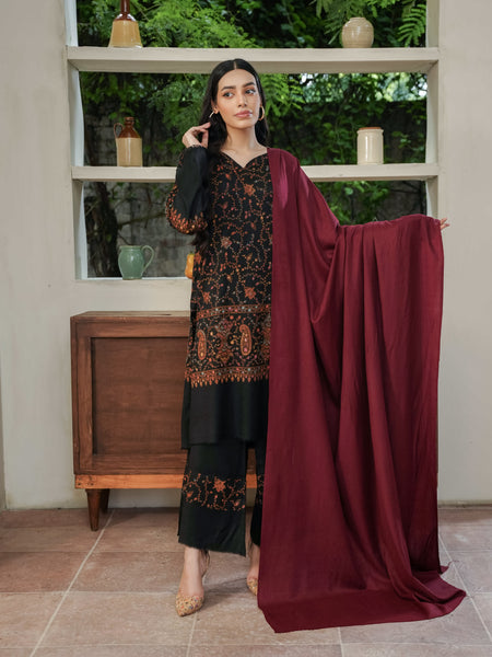 Plain Pashmina Wool Shawl- Maroon