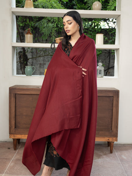 Plain Pashmina Wool Shawl- Maroon