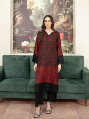 Kaani Style Pashmina Wool Coord Set- Blackish Maroon
