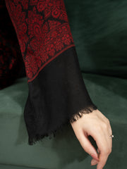 Kaani Style Pashmina Wool Coord Set- Blackish Maroon