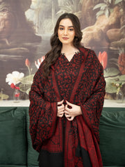Kaani Style Pashmina Wool Coord Set- Blackish Maroon