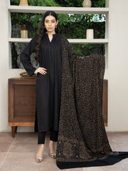 Pashmina Heavy Needlework Shawl- Black
