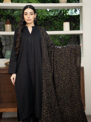 Pashmina Heavy Needlework Shawl- Black