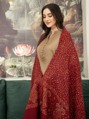 Pashmina Heavy Needlework Shawl- Maroon