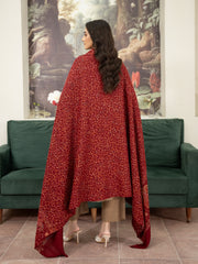 Pashmina Heavy Needlework Shawl- Maroon