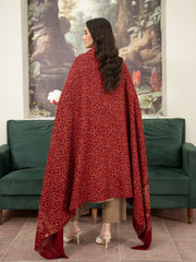 Pashmina Heavy Needlework Shawl- Maroon