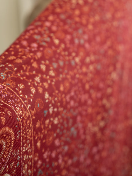 Pashmina Heavy Needlework Shawl- Maroon