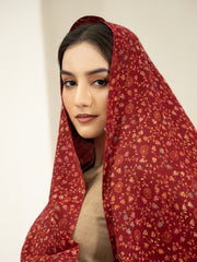 Pashmina Heavy Needlework Shawl- Maroon