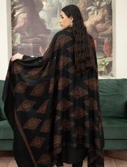 Pashmina Motif Needlework Shawl- Black