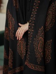 Pashmina Motif Needlework Shawl- Black