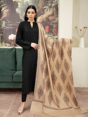 Pashmina Motif Needlework Shawl- Beige