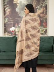 Pashmina Motif Needlework Shawl- Beige