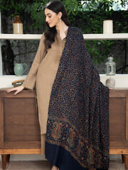 Pashmina Heavy Needlework Shawl- Navy Blue