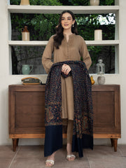 Pashmina Heavy Needlework Shawl- Navy Blue