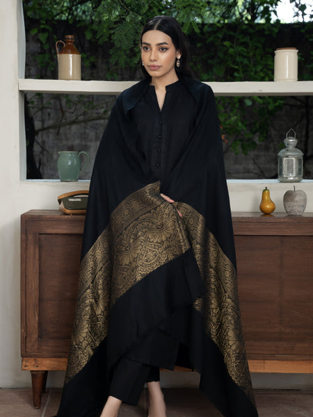 Pashmina Zari Shawl- Black