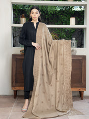 Cross stitch embroidered Pashmina Wool Shawl- Beige