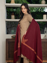Maroon Pashmina Handmade Kingri Shawl