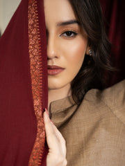 Maroon Pashmina Handmade Kingri Shawl