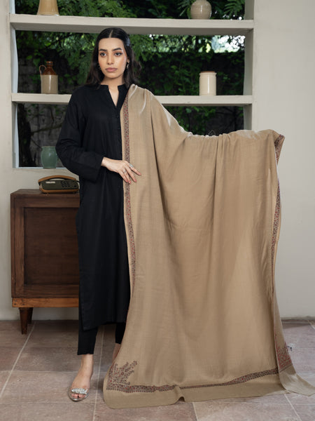 Beige Pashmina Handmade Kingri Shawl