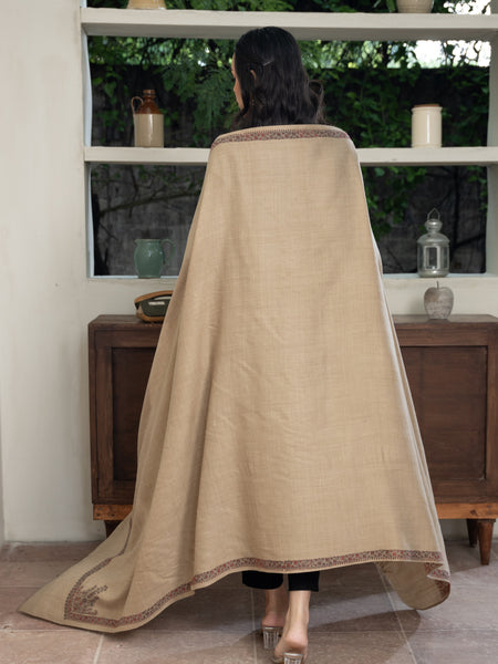 Beige Pashmina Handmade Kingri Shawl