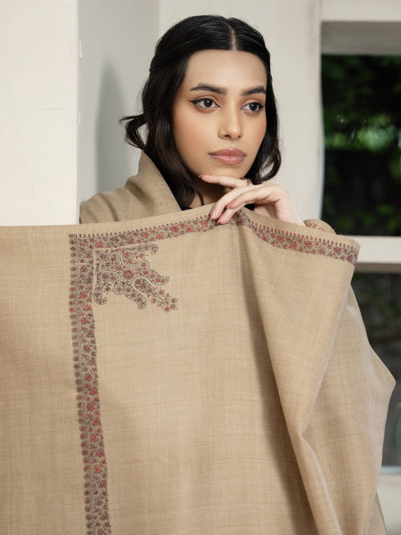 Beige Pashmina Handmade Kingri Shawl