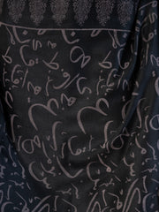Black Calligraphy Pashmina Wool Stoler