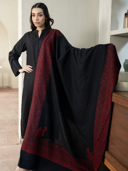 Black Kashmiri Pashmina Wool Shawl