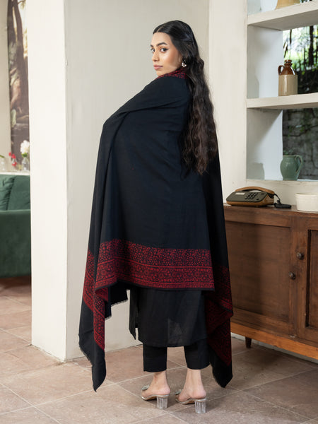 Black Kashmiri Pashmina Wool Shawl