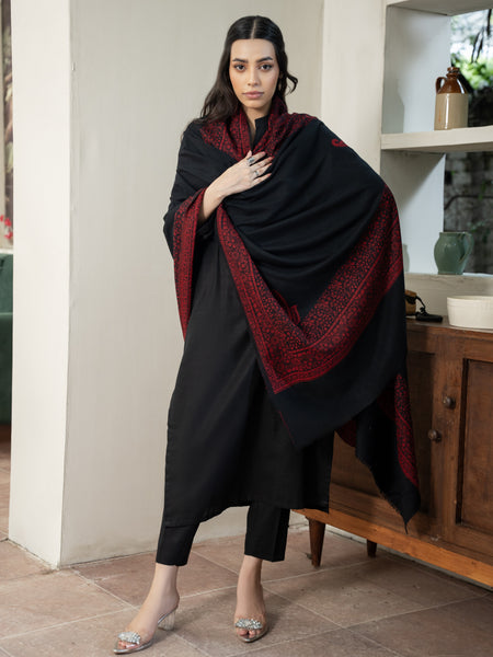 Black Kashmiri Pashmina Wool Shawl