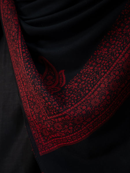 Black Kashmiri Pashmina Wool Shawl