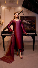 Dark Fuchsia Pink Silk 3pc Suit