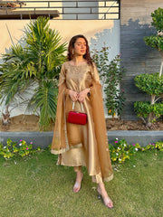 Gold Raw Silk 3pc Suit
