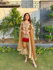 Gold Raw Silk 3pc Suit