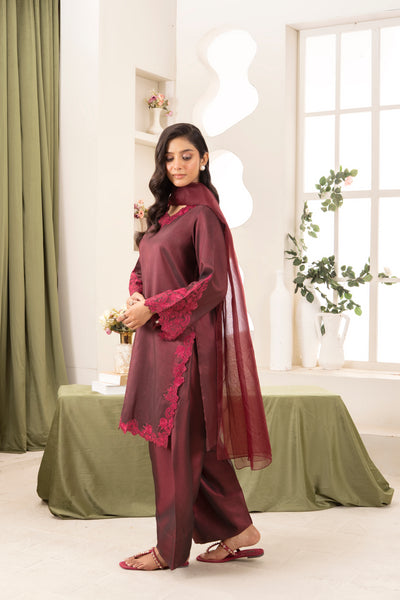 Farshi Silk Set- Dark Maroon