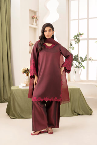 Farshi Silk Set- Dark Maroon