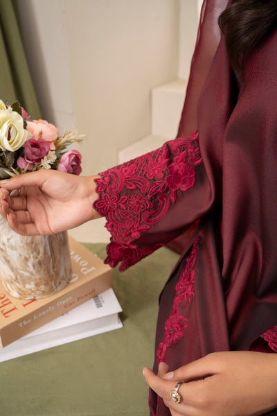 Farshi Silk Set- Dark Maroon