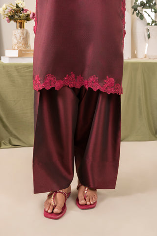 Farshi Silk Set- Dark Maroon
