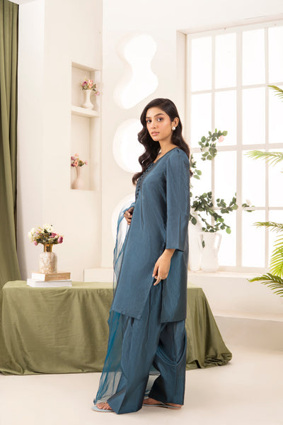 Farshi Silk Set- Dark Teal