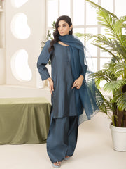 Silk Farshi Shalwar 3pc Suit-Teal